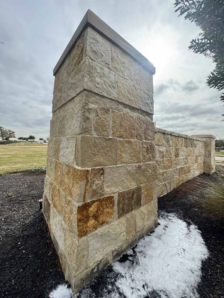 Stone column after graffiti removal